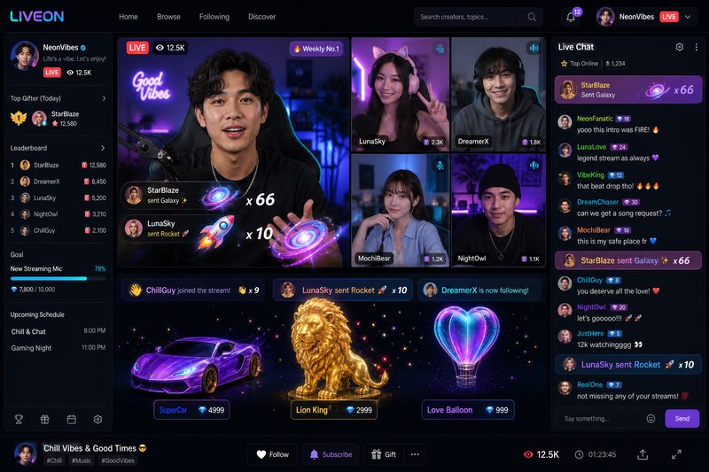 av网站实时直播互动界面,创作者与粉丝零距离实时交流